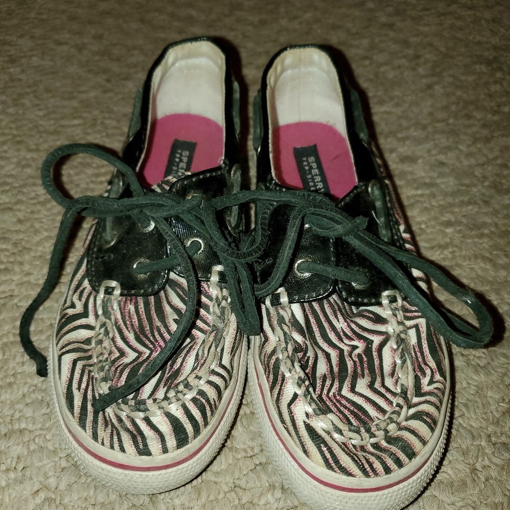 Girl's size 11 zebra print Sperry boat shoe